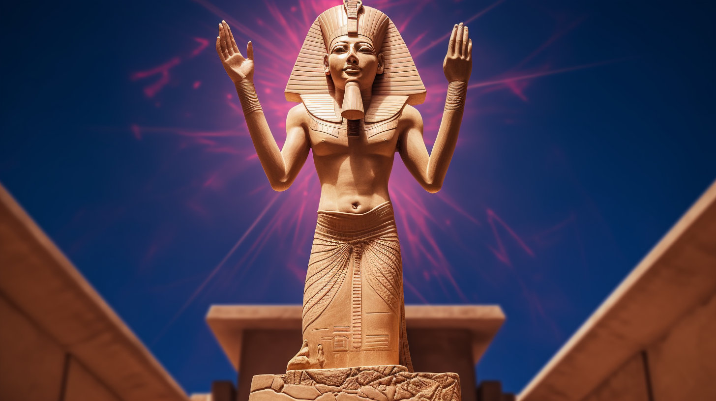 ancient statue emiting energy